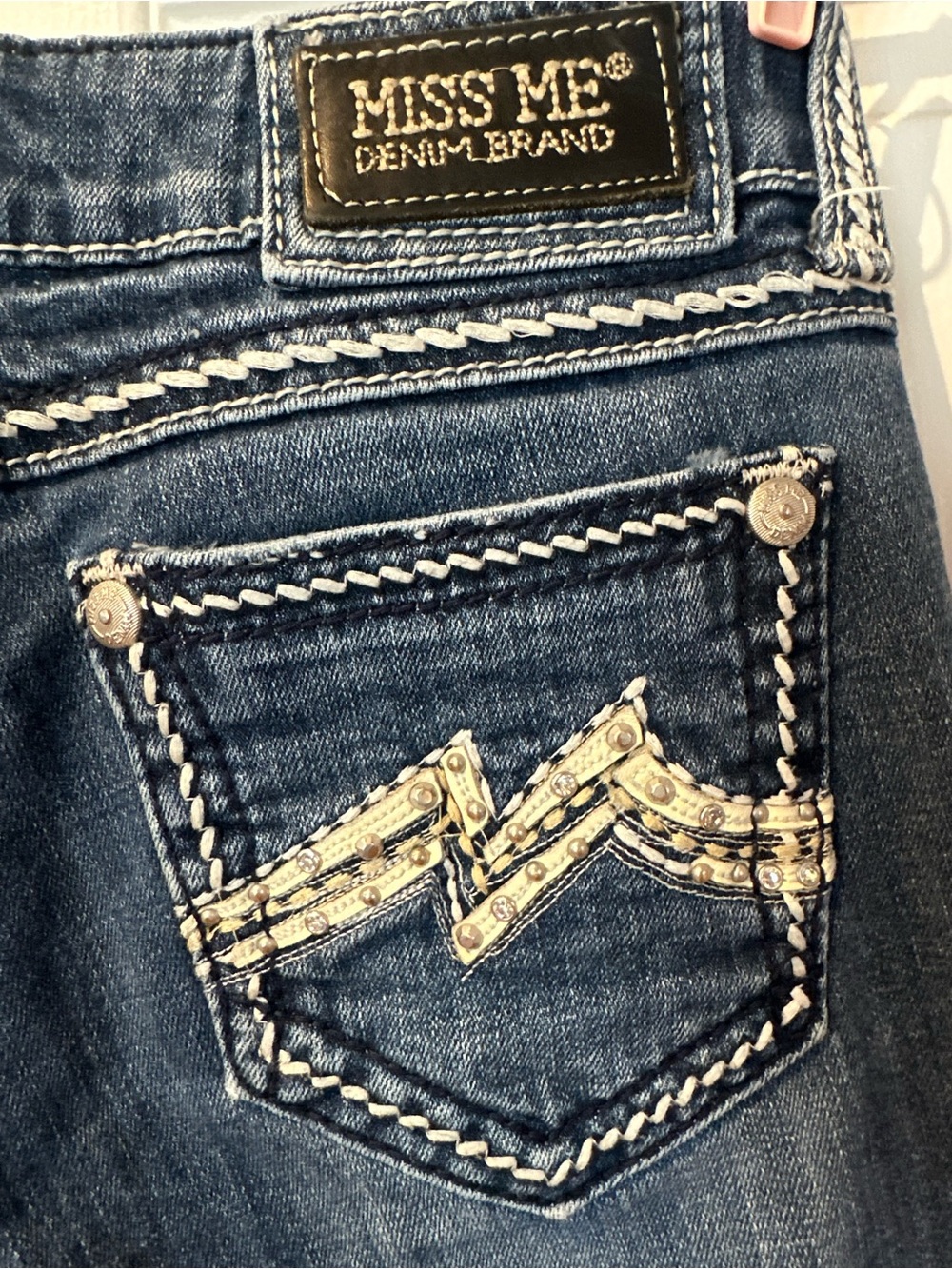Miss Me Blue Skinny Jeans with Embellished Back Pocket